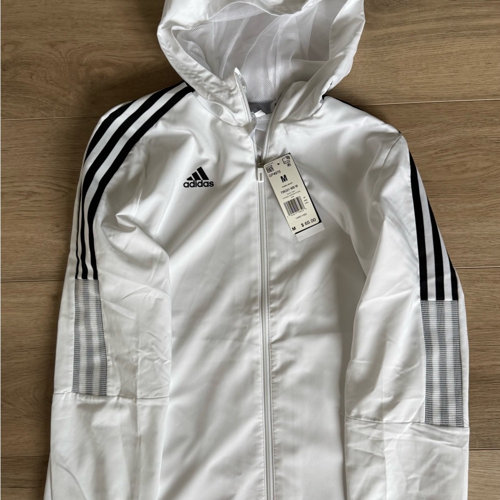 NWT
Adidas White Track Jacket with Black Stripes